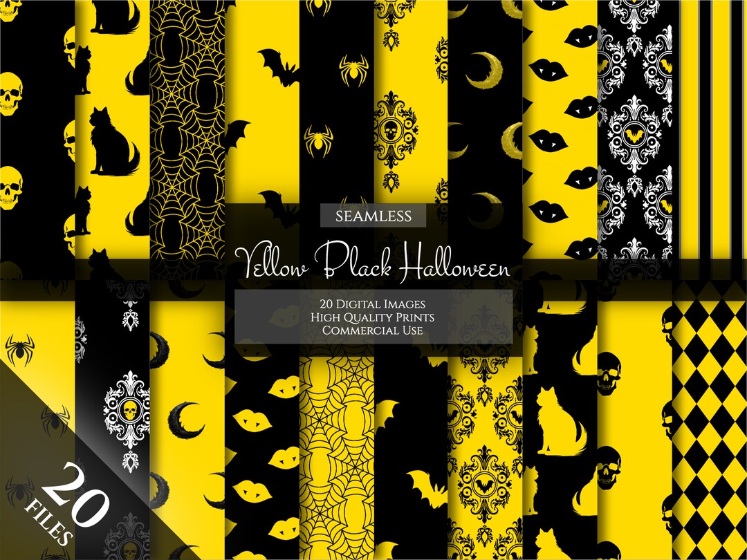 Yellow and Black Halloween Pattern | Seamless Halloween Design ...