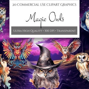 Magic Owl PNG Clipart | Colorful Owl Design Graphics | Clip Art for Commercial Use