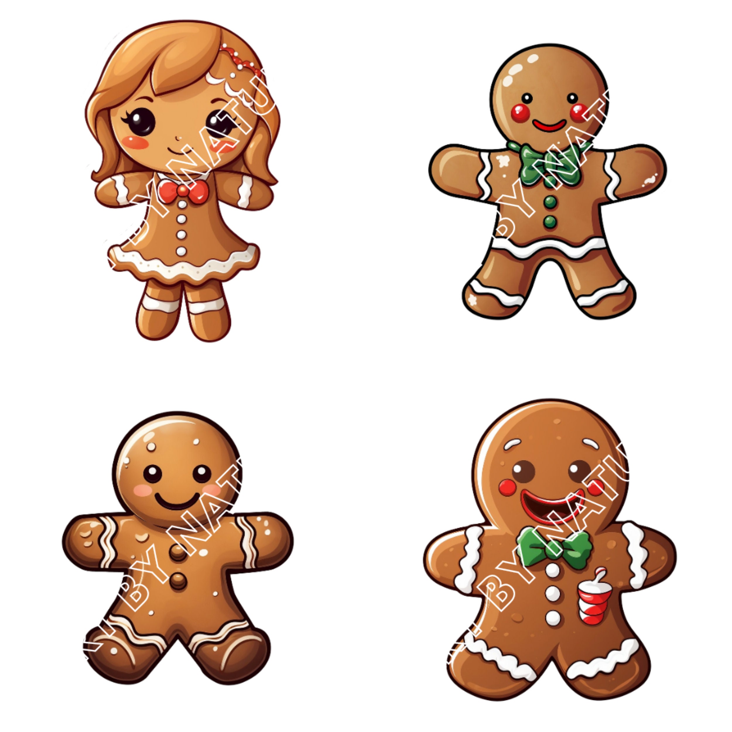 Gingerbread People Clipart: Christmas PNG Designs for Commercial Use - Etsy