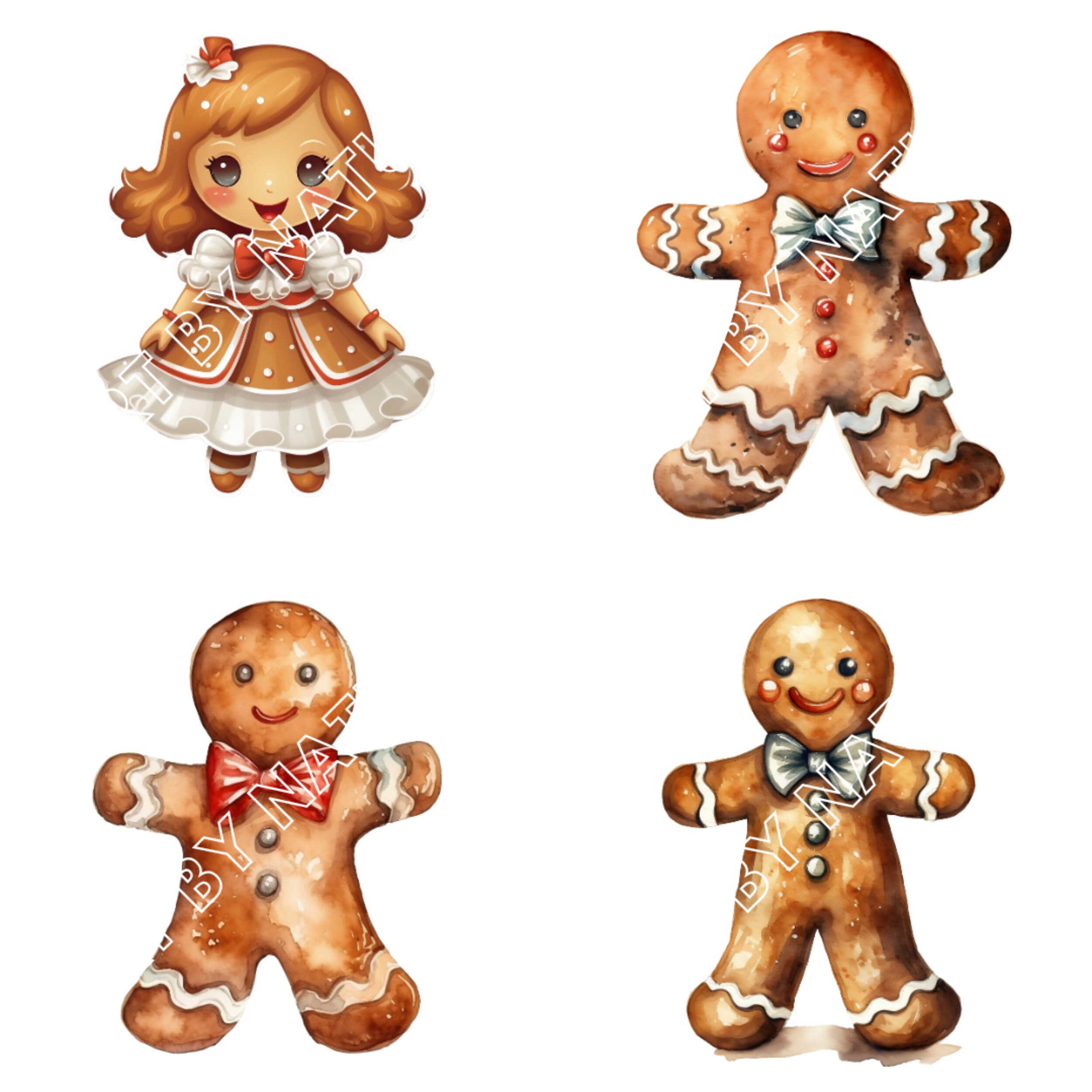 Gingerbread People Clipart: Christmas PNG Designs for Commercial Use - Etsy