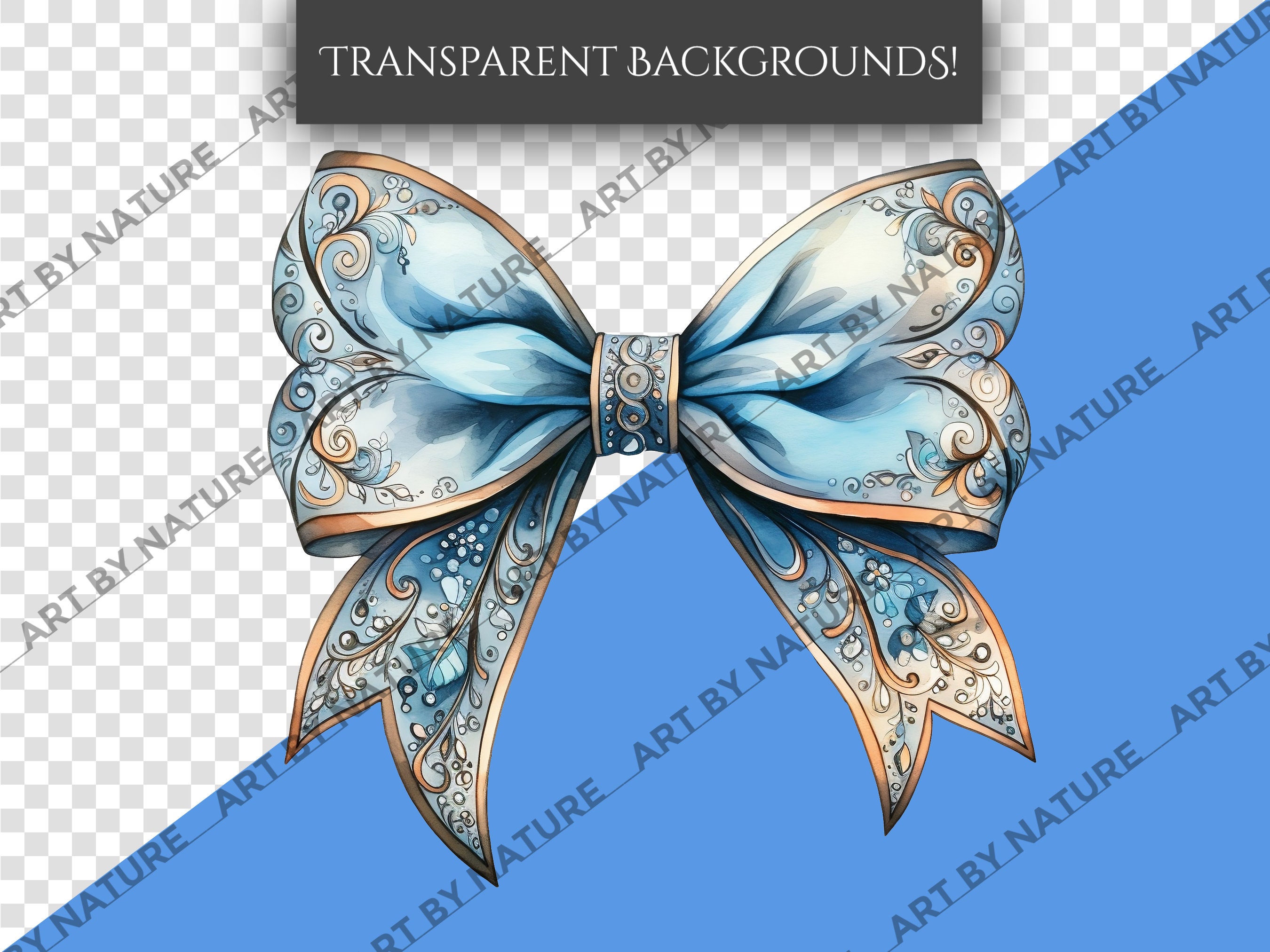20 Elegant Bows Clipart Pack, High Quality Png Watercolor Bows for ...