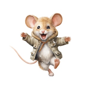 12 adorabili clipart di topi, PNG ad alta risoluzione, acquerello, download digitale istantaneo, per lavori di carta, diari spazzatura e progetti per le vacanze