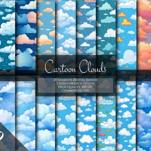 Clouds Seamless Digital Paper | printable scrapbook paper, instant download, commercial use, journal, gift wrap, phone skin