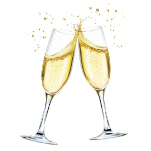 24 Champagne Celebration Clipart, High-Resolution JPG, Instant Digital Download for Weddings, Baby Shower, New Years, Party and Holiday