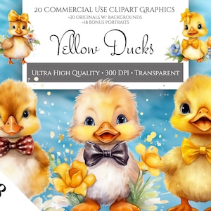 Cute Ducks - Baby Ducks Clipart Commercial Use, Transparent PNG Watercolor Ducks, Baby Shower Decoration, Nursery Decor, Duck Illustration