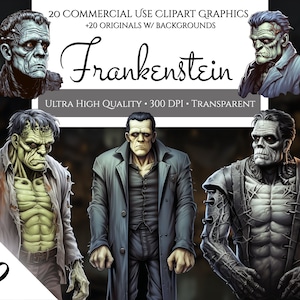 Frankenstein Clipart, Movie Monster Clipart For Cutting Machines, Frankenstein PNG, Halloween Clipart Cut Files, Commercial Use, Digital