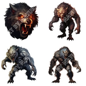 Werewolf PNG Clipart Bundle: Halloween Digital Download (commercial Use ...