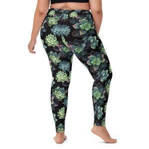 Watercolor Succulent Plants All-over Print High-waisted Yoga Leggings