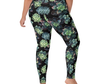 Watercolor Succulent Plants All-over Print High-waisted Yoga Leggings