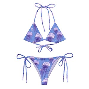 Purple Jellyfish All-over Print Recycled String Bikini