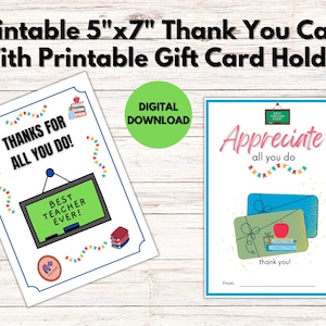 Printable Teacher Appreciation Card | Printable Gift Card Holder Printable | Teacher appreciation gift | Back to school card