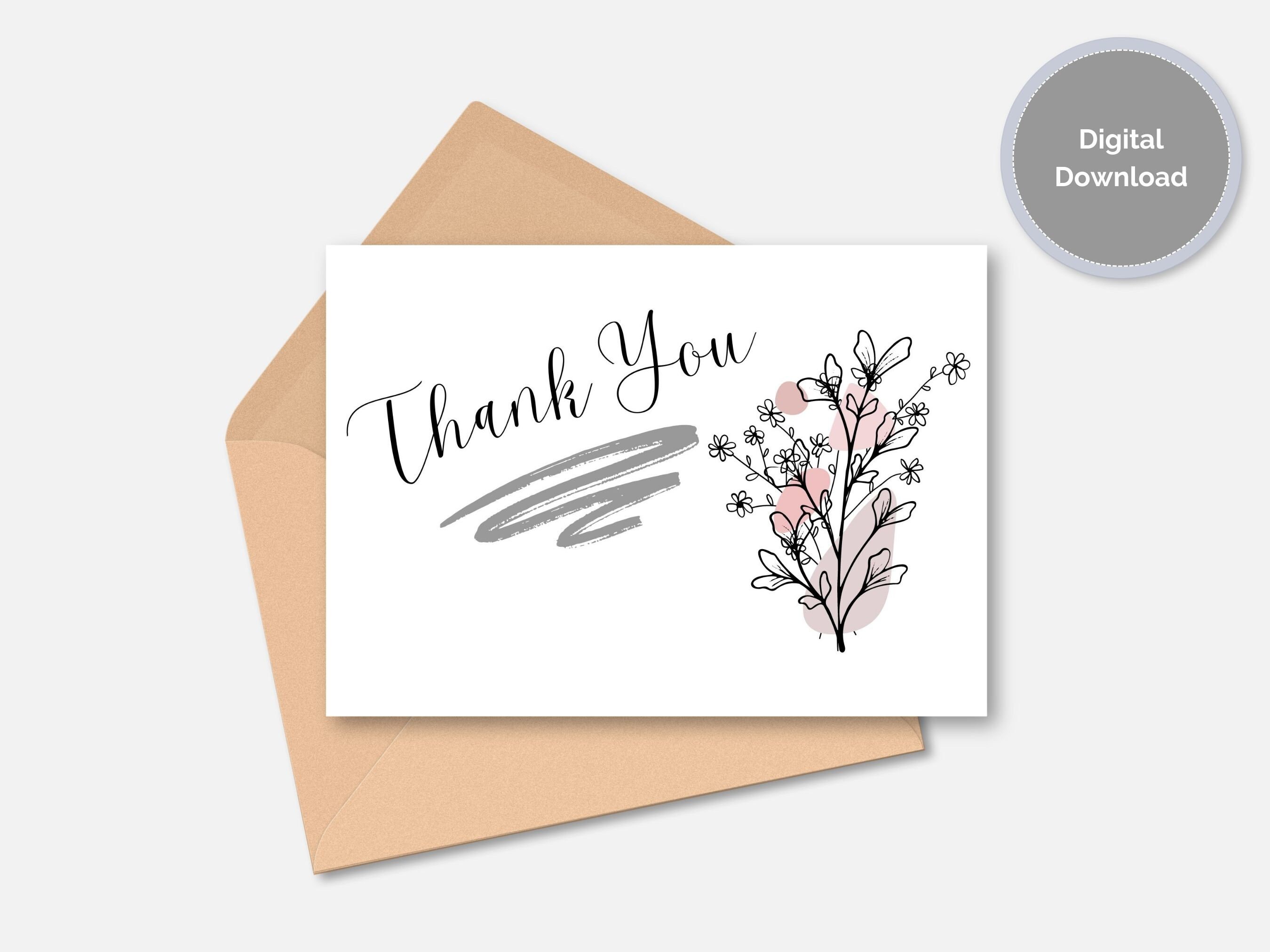Thank You Printable Card Instant Download PDF Printable Thank You Card