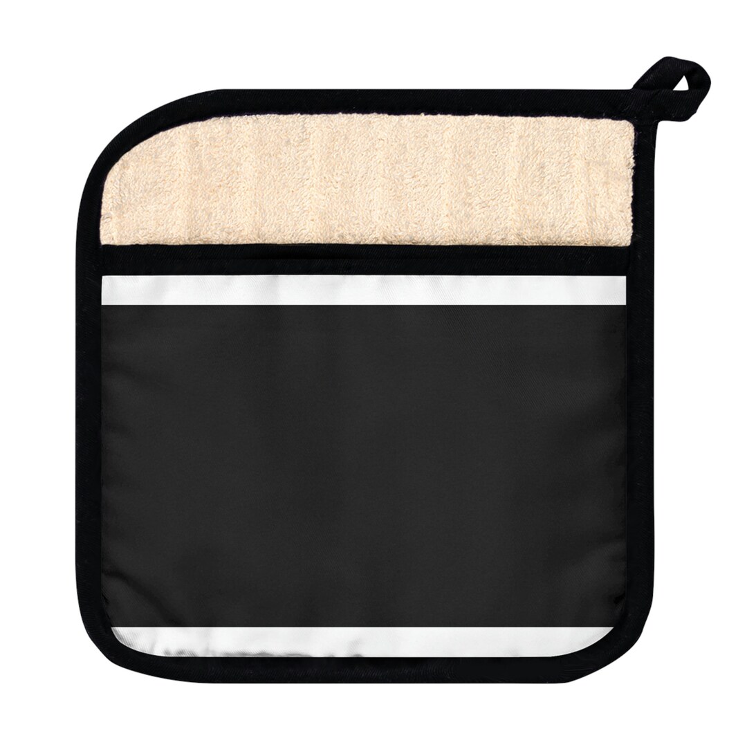 Black Pot Holder With Pocket Etsy