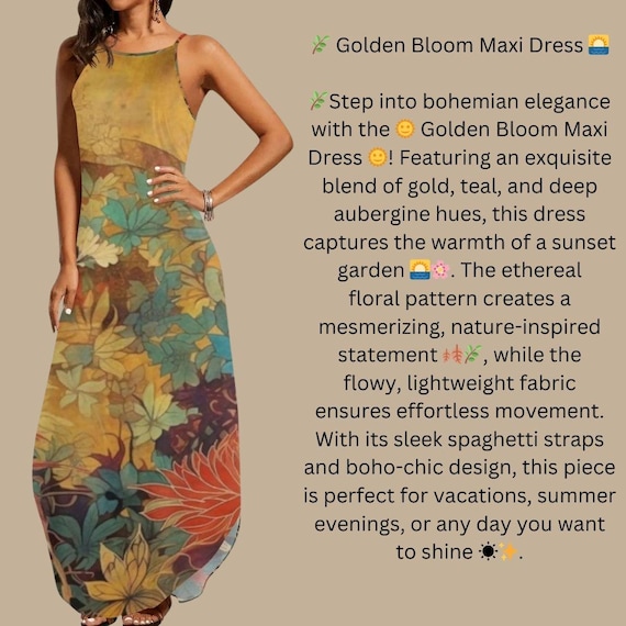 Boho Floral Maxi Dress – Vintage-Inspired Artistic Print Sundress