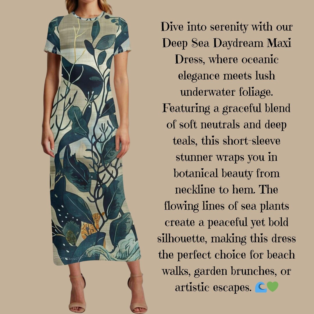 Botanical Jungle Maxi Dress – Artistic Green Leaf Print Short