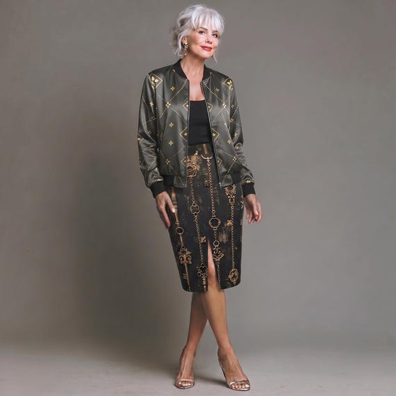 Gilded Secrets Reversible Silk Bomber | Dark Academia Luxury Jacket