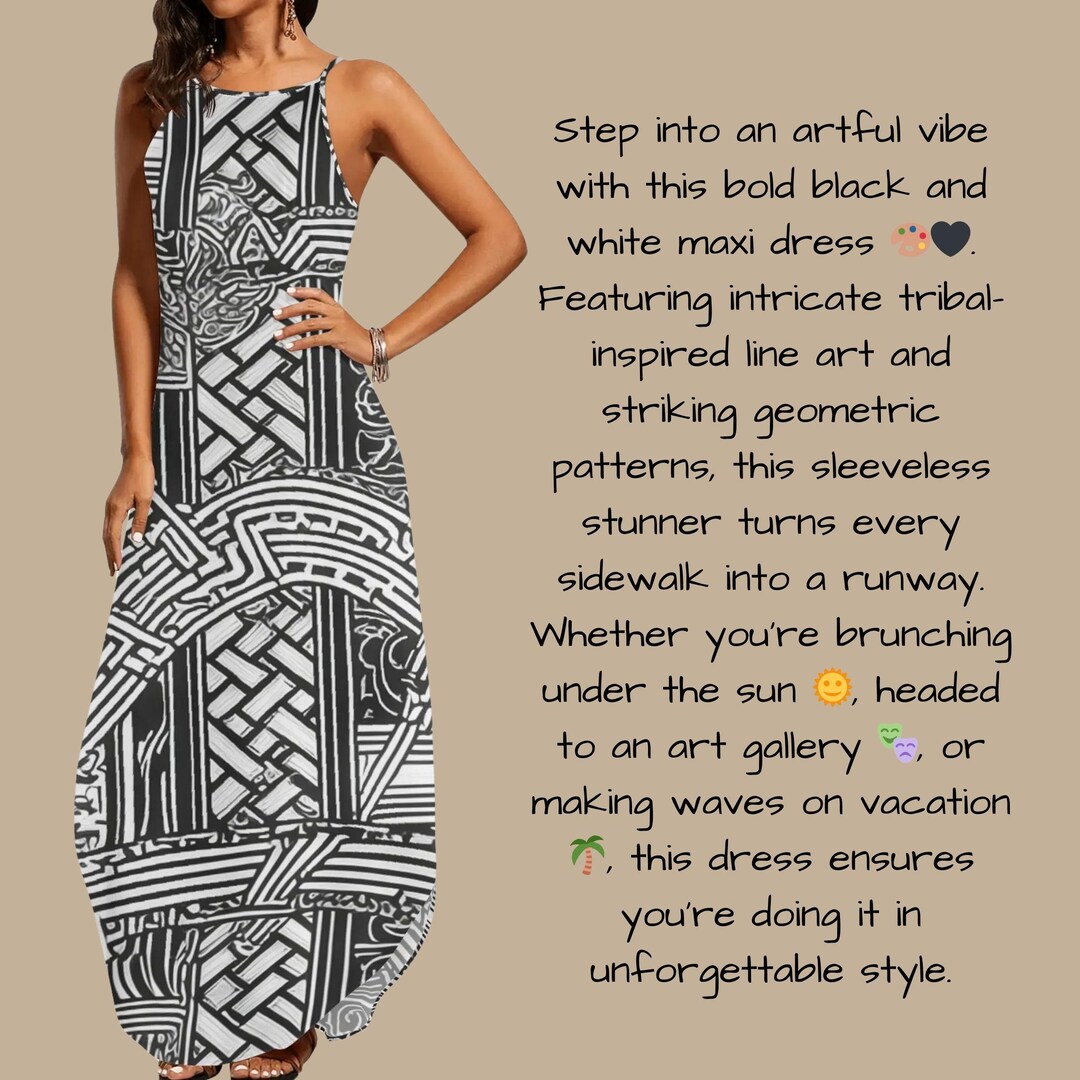 Black White Abstract Print Dress