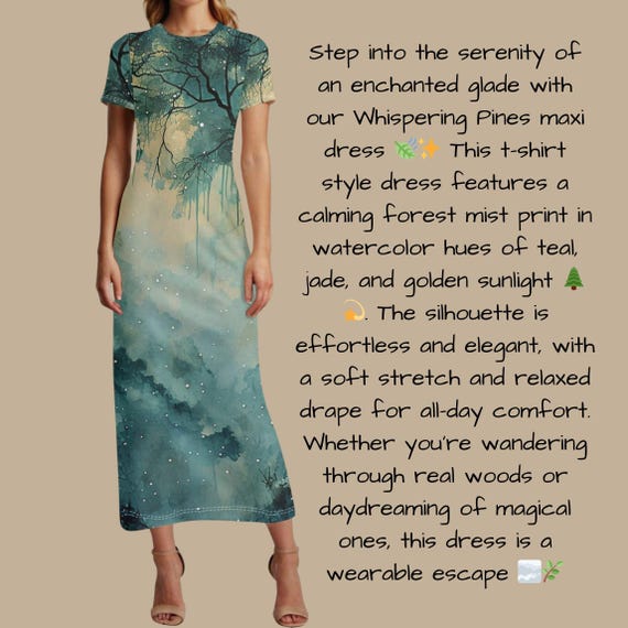 Personalized Mystic Forest Dream Maxi Dress – Enchanted Night Sky Tree Print Boho Chic