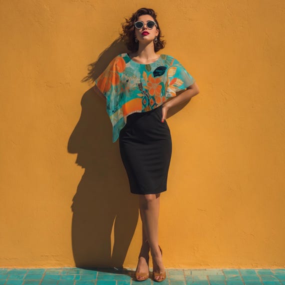 Azul Veil Joni Cape Dress: Black Fitted Sheer Overlay Asymmetrical Elegant