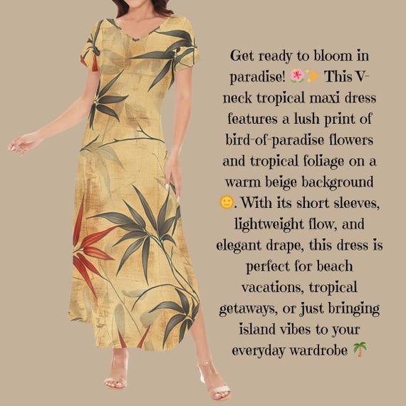 Bird of Paradise Golden Bamboo Bliss V Neck Maxi Dress Yellow