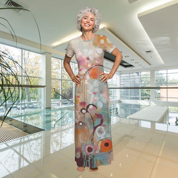 Abstract Art Maxi Dress Soft Watercolor Women's Clothing Gift for Her