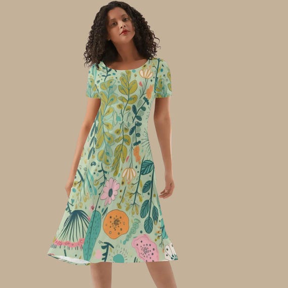 Women's Short Sleeve Ruffle Dress