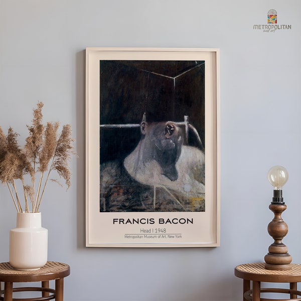 Francis Bacon print, hoofd, woonkamer poster, moderne wand decor, cadeau-ideeën, Francis Bacon poster, digitale kunst aan de muur, tentoonstelling poster
