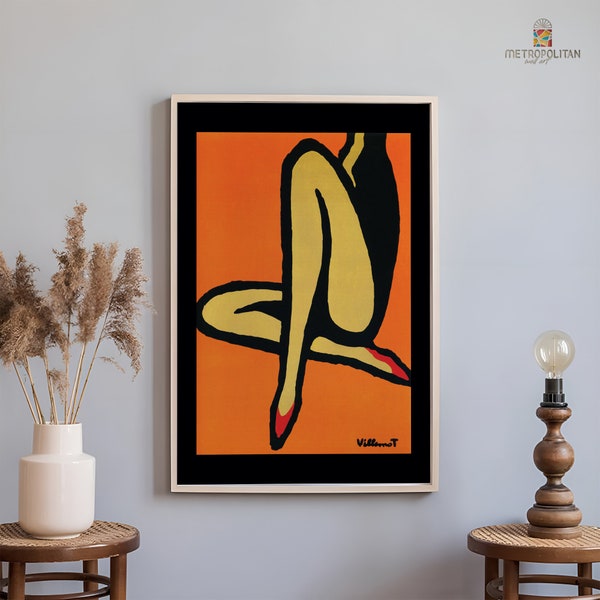Bernard Villemot Poster, Bally Legs Woman, Modern Wall Decor, Pop Art,  Gift Ideas, Wall Gallery Print, Gift Ideas, High Quality Paper,