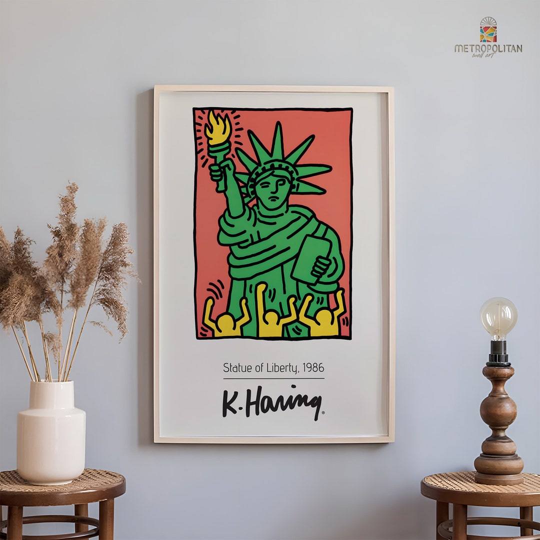 Keith Haring Posterstatue of Libertypop Artharing Wall Etsy