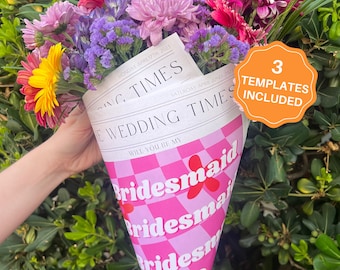 Bridesmaid Proposal Newspaper Design, Printable Canva Template, Bouquet Wrap for Flowers, Unique Bridal Party Proposal Gift, Wedding Party