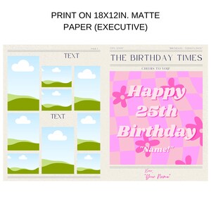 Happy Birthday Card Newspaper Design, Printable Canva Template, DIY ...