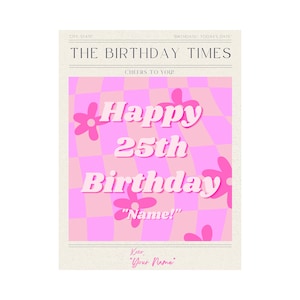 Happy Birthday Card Newspaper Design, Printable Canva Template, DIY ...