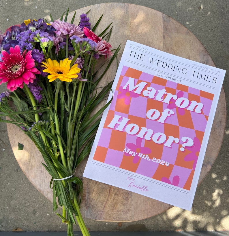 Matron of Honor Proposal Newspaper Design Canva Template - Etsy