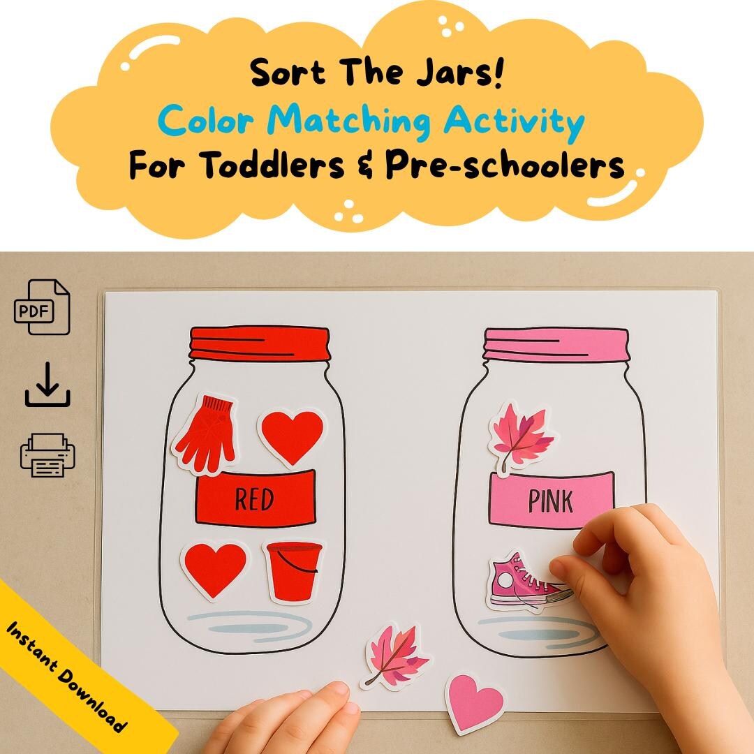 Educational Color Sorting Printable, Toddler Preschool Activity for ...