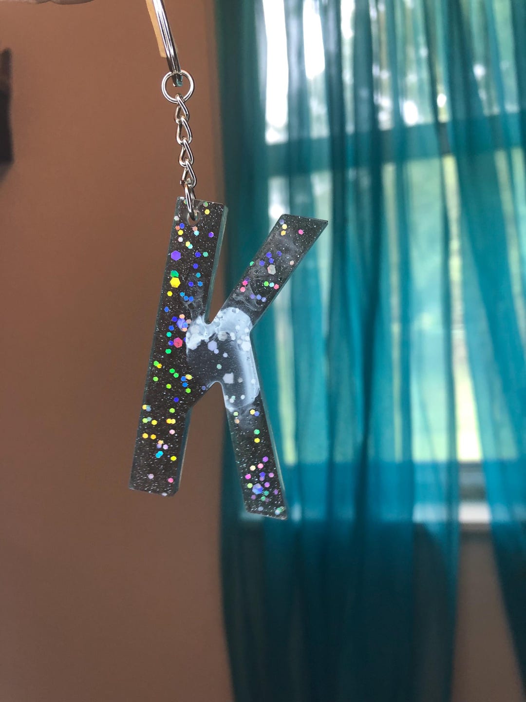 Resin Alphabet Letter Key Ring - K - Etsy