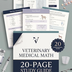 Veterinary Medical Math Cheat Sheet | 20 Page Vet Tech Study Guide | VTNE Math Workbook | Veterinary Dosage Calculations PDF