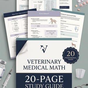 Vet Med Math Guide | vet notes for vet tech | VTNE Math Workbook | Vet Students | Veterinary Dosage Calculations cheat sheets.