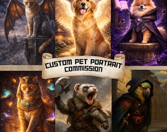 Fantasy Haustier Portrait | Persönlichkeitsgetriebene Transformation | D&D Haustier Kunst | Digitaler Auftrag