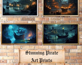 Schiff Wand Kunstdrucke | 4er Set Digitaldrucke | Maritime Dekoration für Zuhause & Büro
