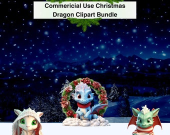 Weihnachten Drache Clipart Bundle, süßer Drache Weihnachten Clipart Png, Drache Grafik-Set, Drache PNG Bundle, Clipart Digital Download