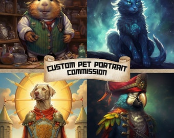 Personalisiertes Tierportrait Digital Art Co. - Fantasy Kunstwerk Portrait Individuelles Portrait Tierportrait Geschenkidee