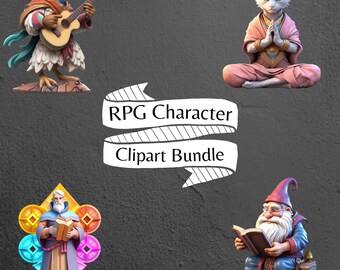 Fantasy Clipart Bundle, RPG Charaktere & Adventure Clipart Digitale Downloads Perfekt für Kinderhandwerk, Scrapbooking und andere digitale Kunst