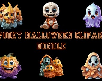Halloween-Clipart-Bundle: Geister, Kürbisse und weitere gruselige Designs, 26 transparente Halloween-Clipart-Bundle-PNGs