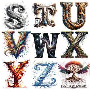 Fantasy Clipart Bundle: Decorative Letters PNG Alphabet Clipart Pack ...