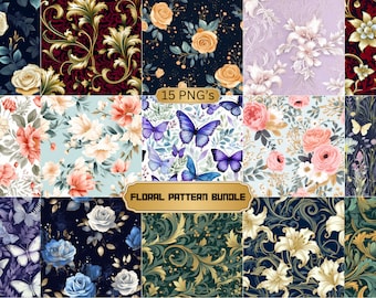 Nahtlose Wildblumen- und Schmetterlingsmuster: Druckbare florale Designs, strukturierte digitale Papiere für Sublimation & Hintergründe
