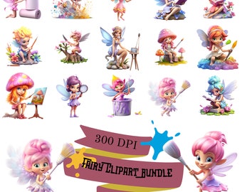 Verzauberte Fee Clipart Bundle 19 Magische Feen für Kunsthandwerk, Kartenherstellung und mehr, kommerzielle Nutzung Fantasy Clipart PNG's