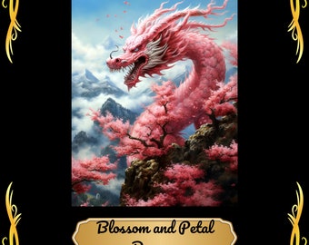 Natur inspirierter Fantasy Drache herunterladbares Poster, chinesischer Drache digitale Wand Kunst Druck, Rpg Art Fantasy Geschenkidee, sofortiger Download