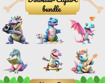 20 niedliche Dino Illustrationen zum digitalen Download