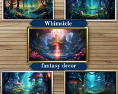 Enchanted Forest Printable Wall Art, Set of 5 Landscape Wallpapers and Desktop Backgrounds Digital Art Print Downloads
