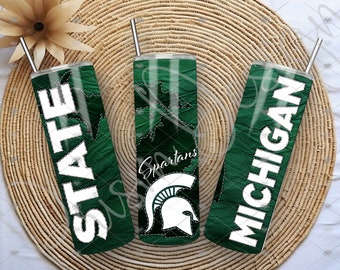 20 oz Michigan State Tumbler Wrap,  Sublimation Tumbler, Water color Tumbler